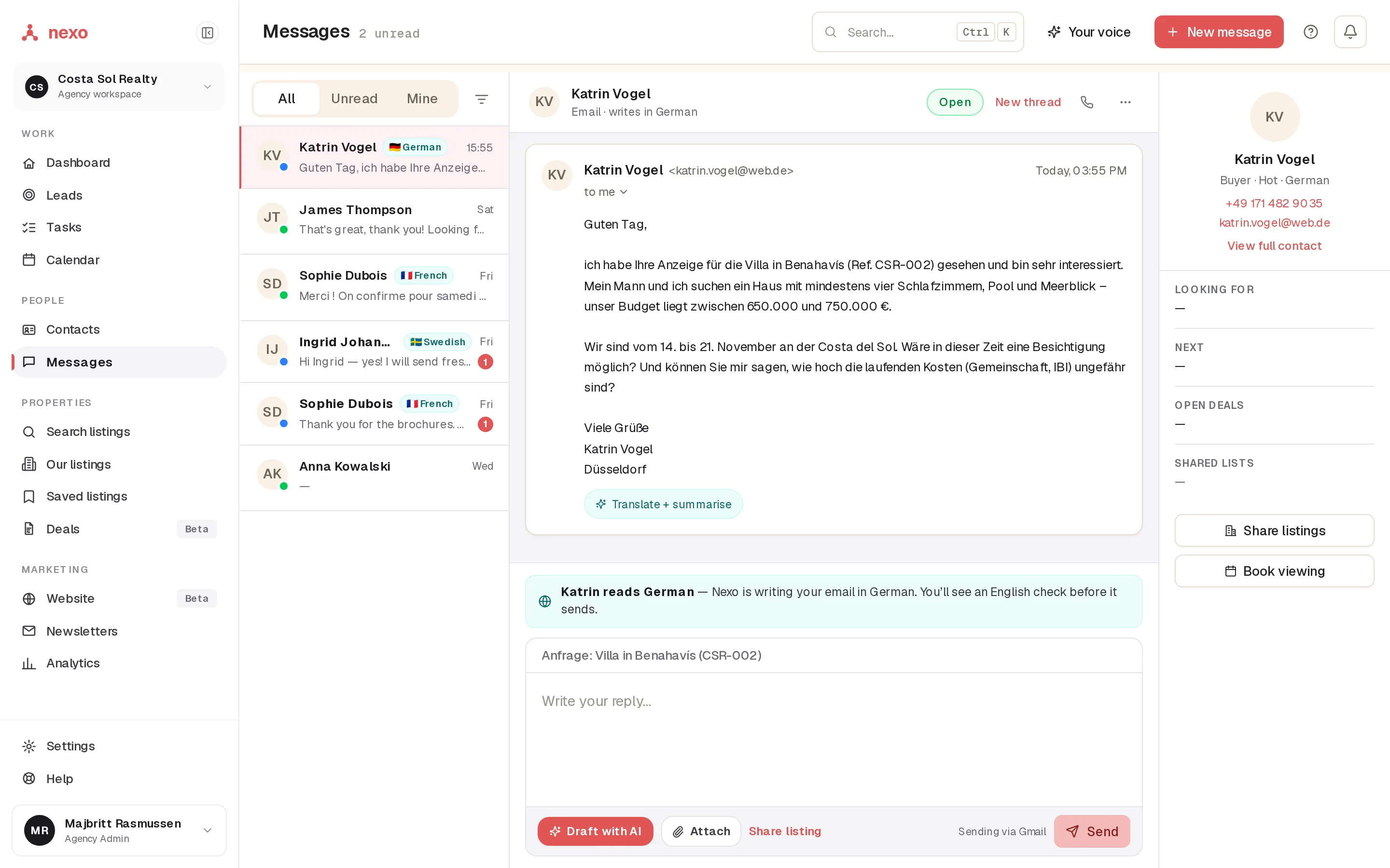 An enquiry arrives by email