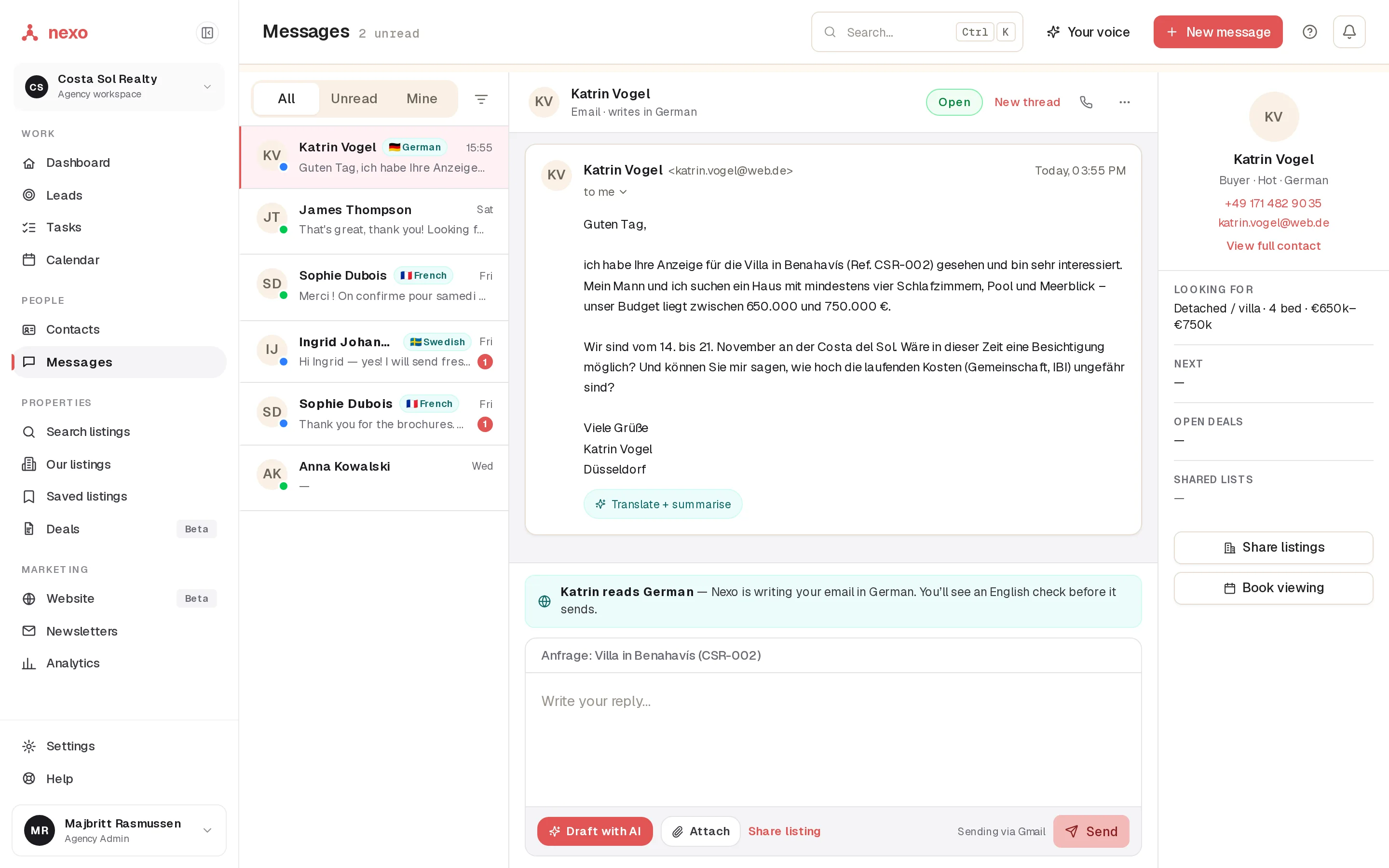 nexo fills in the buyer's details